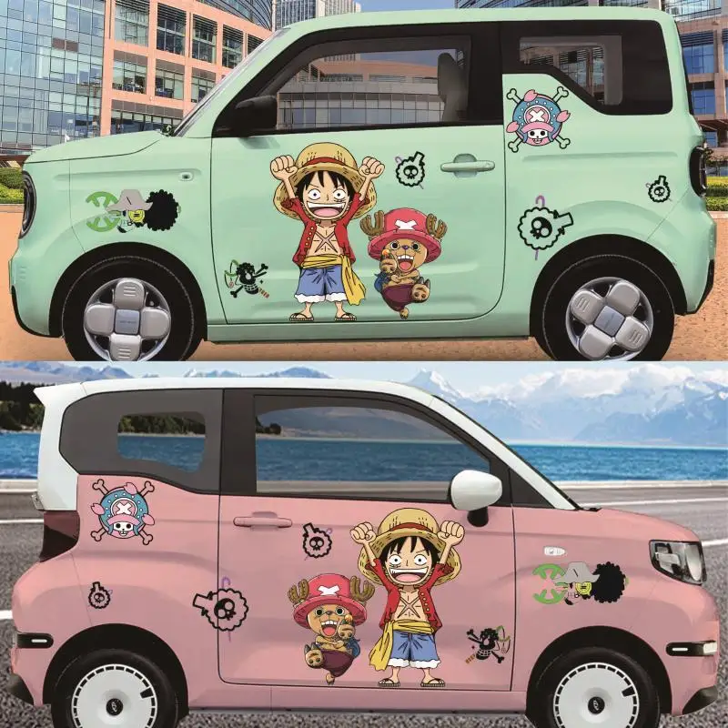 Фото Новая наклейка на автомобиль One Piece, декор для кузова, защита от царапин, наклейка с Луффи и Чоппером, праздничный подарок №1