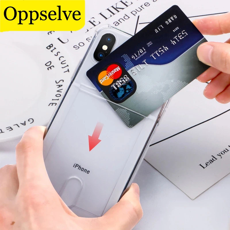 

Модный противоударный бампер, прозрачный силиконовый чехол для карт для iPhone 11 X XS Max XR 8 7 6S Plus, прозрачная защитная задняя крышка, чехол