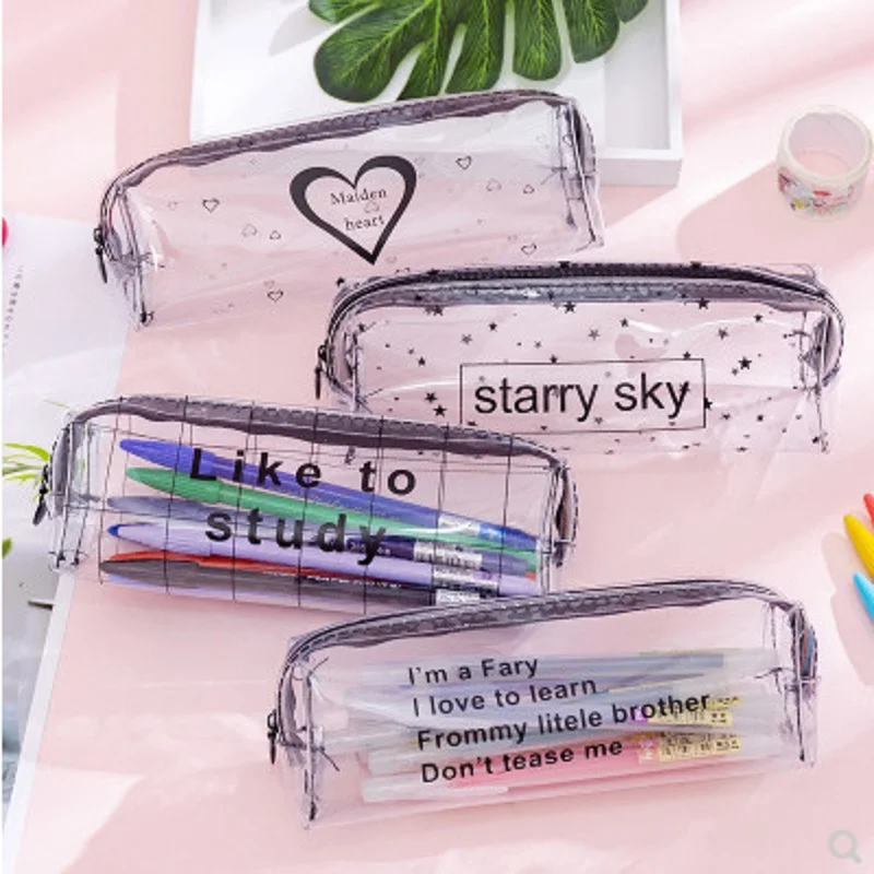 

1Pcs Kawaii Pencil Case Cartoon Transparent Letter Octagonal School Trousse Scolaire School Supplies Stationery