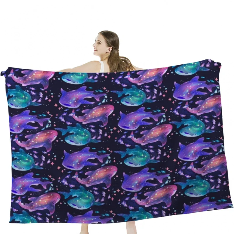 

Cosmic Whale Shark Throw Blanket Airplane Travel Decoration Soft Warm Bedspread