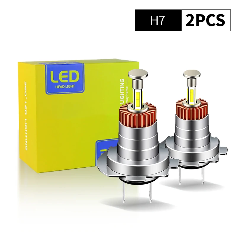 

1 шт./2 шт. H7 светодиодная лампа для автомобильных фар Canbus H4 9003 HB2 30000LM светодиодная лампа для автомобилей 360 4-сторонняя турбо светодиодная мини-налобная лампа белого 6000K
