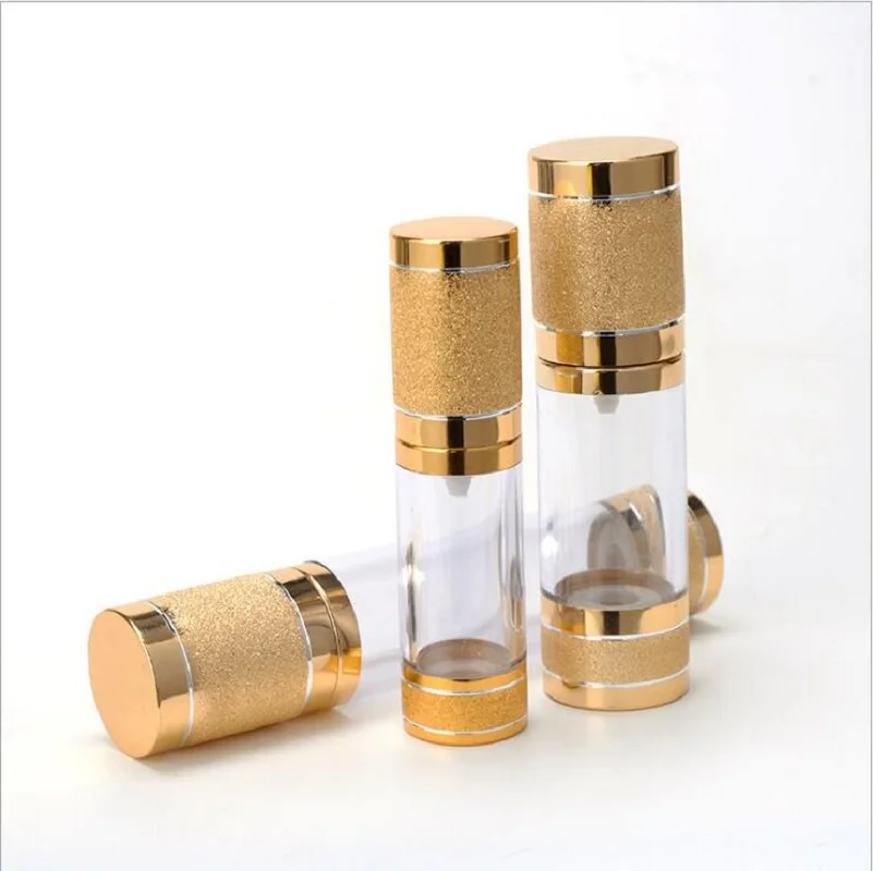 Золотой пластиковый безвоздушный флакон 15 мл прозрачный