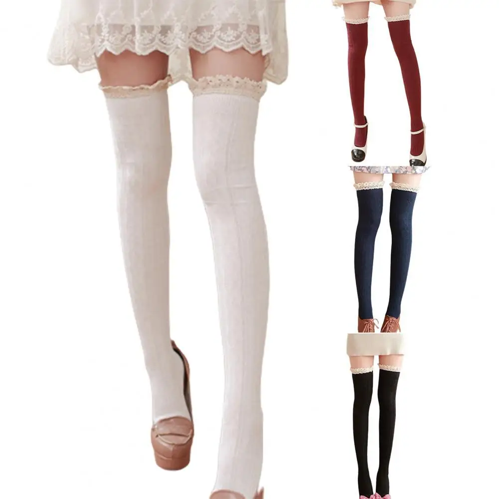 

Women's Leggings Japanese Style Stockings Lacework Stitching Not Stuffy Feet High Over Knee Sweet Knee Sock Ladies Winter Pants