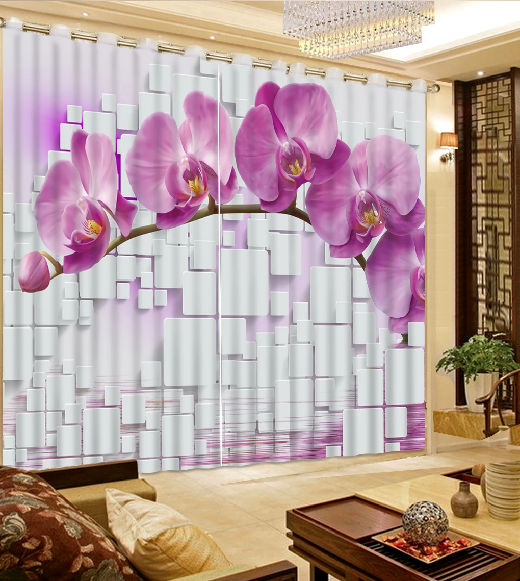

3D Wall Flower Curtain Decor Yellow Flower Curtains For The Living Room Bedroom Home Decor White Background Cortinas