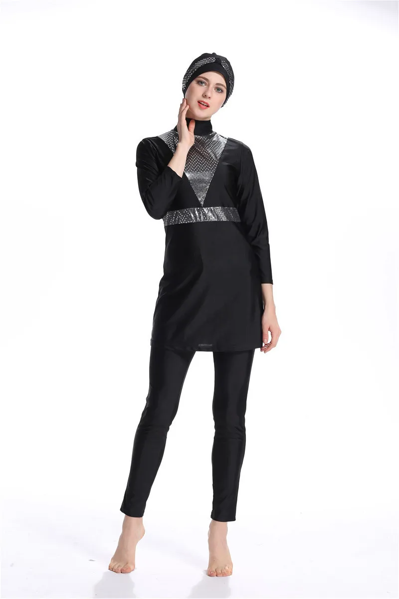 Консервативный консервативный купальник из нейлоновой ткани контрастного цвета