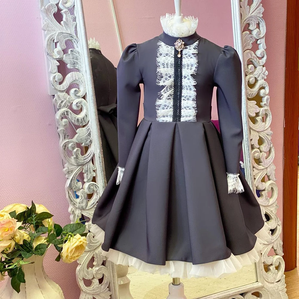 

Mvozein Long Sleeve Lace School Reunion Dress flower girl dresses for weddings Girl dresses
