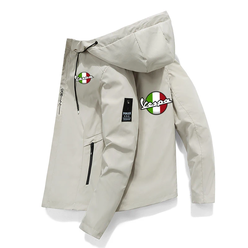 

Mens Vespa italia bandiera moto abbigliamento sportivo con cappuccio Bomber cerniera cerniera sottile giacca a vento giacca da c