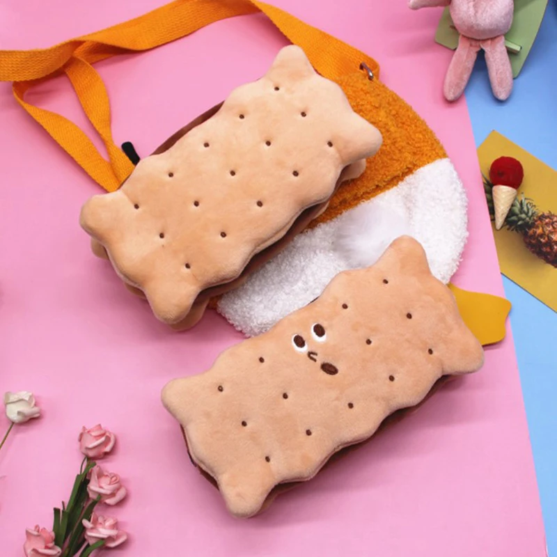 

Pencil Box Biscuit Shape Plush Cookies Pencil Bag Simple Large-capacity Cute Cookies Stationery Box Student Gift Pensil Case