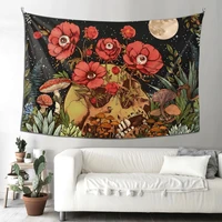 hippie aesthetic mushroom tapestry cute room decor hanging on the wall bohemian psychedelic boho skull moon garden lace tapestry