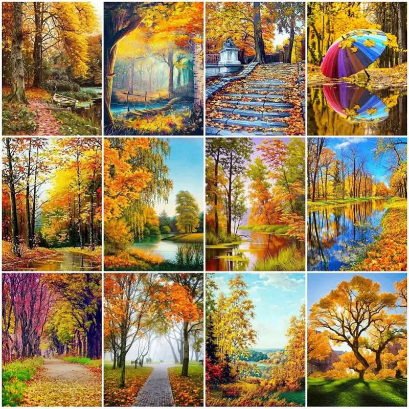Набор для алмазной живописи картина 5D сделай сам с изображением осенних пейзажей
