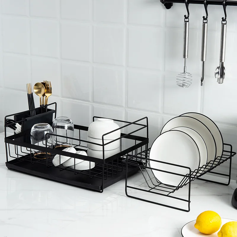 

Dish Rack Rag Draing Rack Dry And Easy To Clean Hanging Double-layer Kitchen Countertop Tableware Storage Box