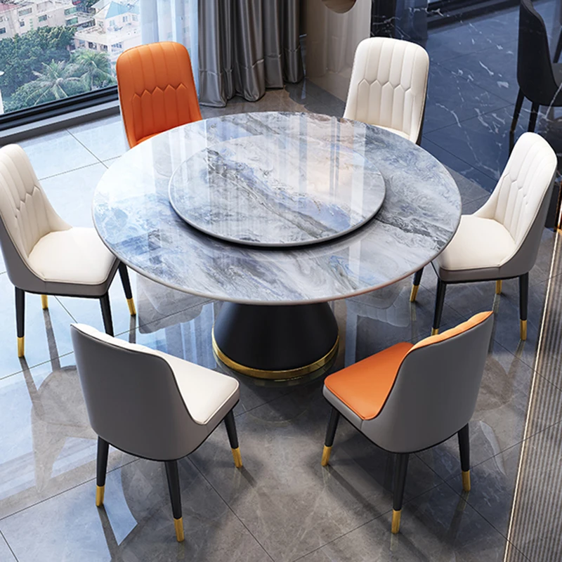 

Center Round Dining Tables Set Kitchen Marble End Luxury Dining Tables Modern Turntable Mesas De Jantar Home Furniture WSW35XP