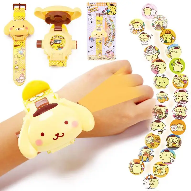 

New Sanrio Children's Watch Cinnamoroll Melody Hello Kitty Cartoon 24 Figure Projection Watch Flip Sanrio Series Cute Toy Watchs