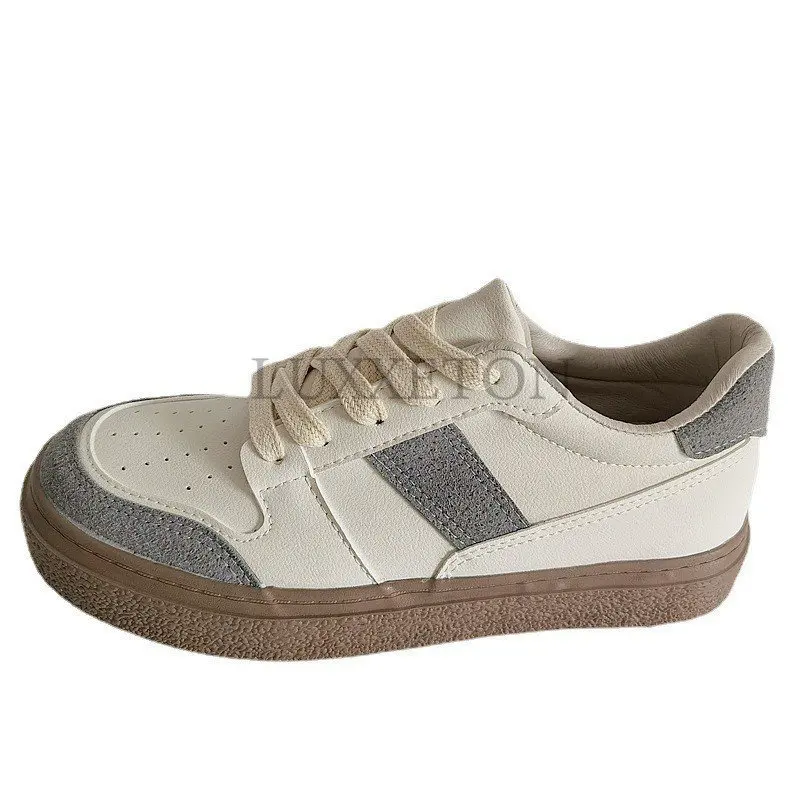 

Кроссовки женские кожаные с круглым носком, дышащие, на шнуровке, плоская подошва, Повседневная модная обувь ручной работы, разные цвета, ве...