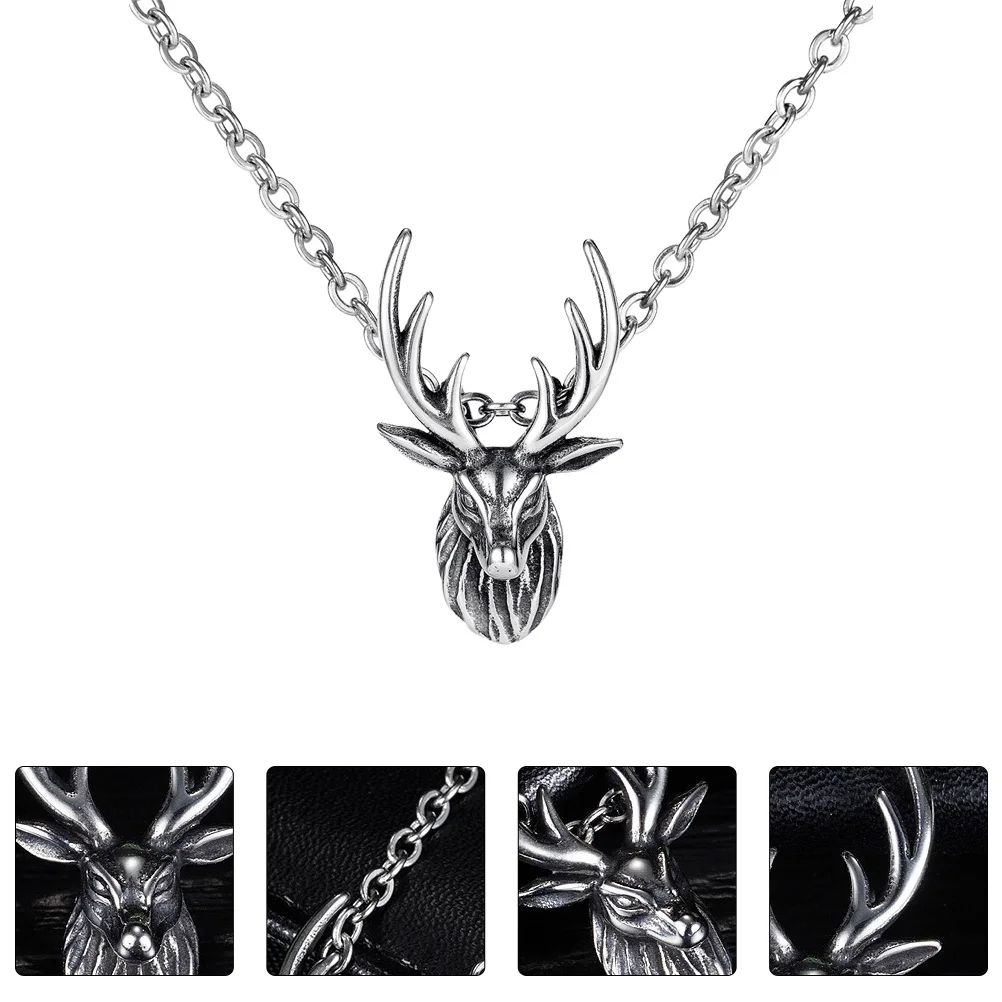 

Sika Deer Sweater Chain Girl Necklace Clavicle Man's Chic Jewelry Charming Titanium Steel Creative Pendant