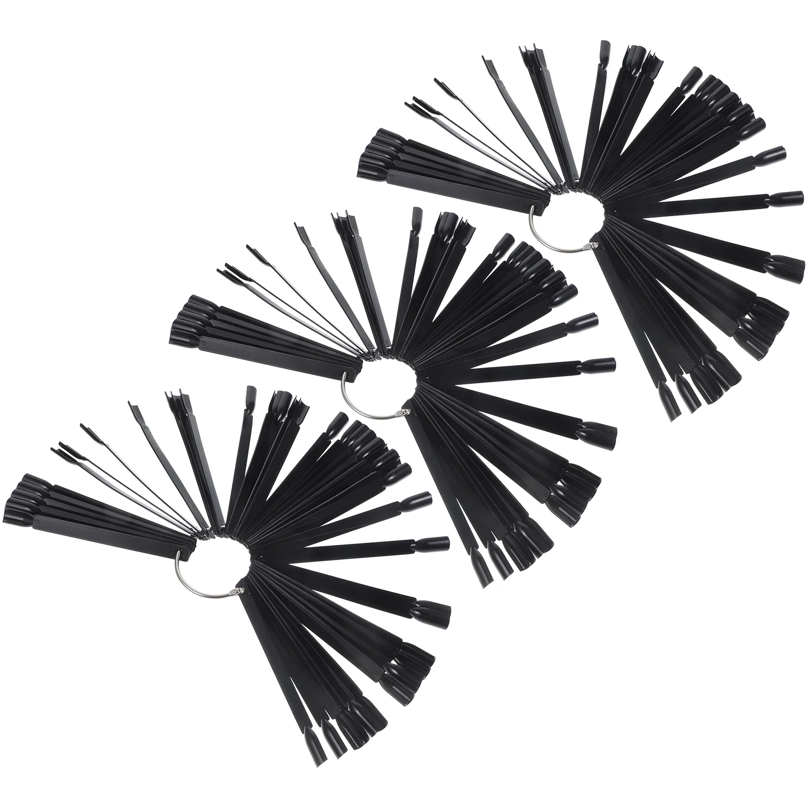 

3 Bags of False Nail Tips Display Board Fan Shaped Nail Polish Color Manicure Tool (Black)