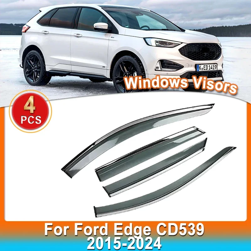 Фото Для Ford Edge Endura CD539 2015 2016 2017 2018 2019 2020 2021 2022 2023 2024 Боковые дефлекторы окон Автомобильные козырьки Защита окон ABS №1
