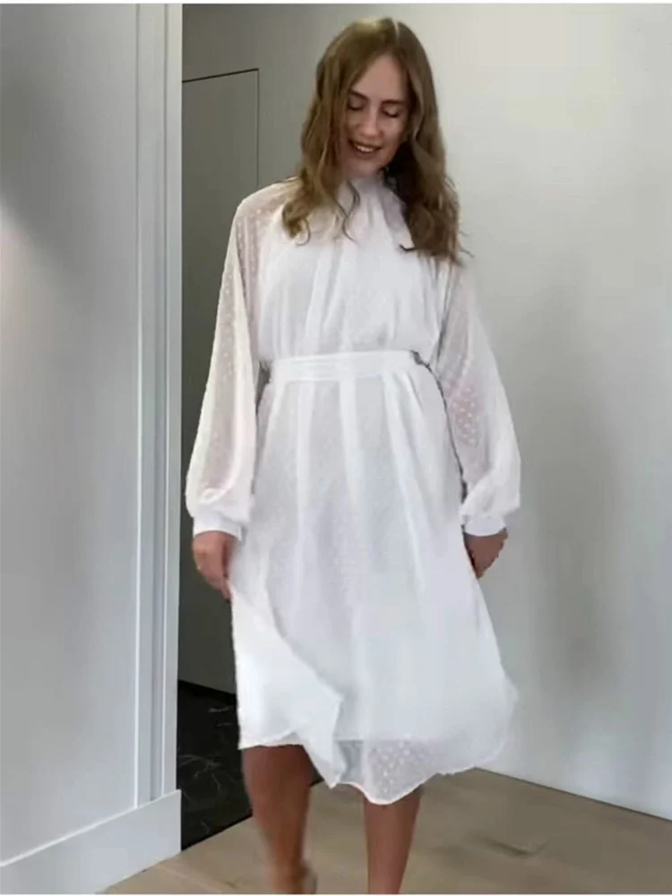 

Женское элегантное платье с длинным рукавом-фонариком, модная повседневная водолазка, корсет, свободное платье-трапеция, уличная одежда