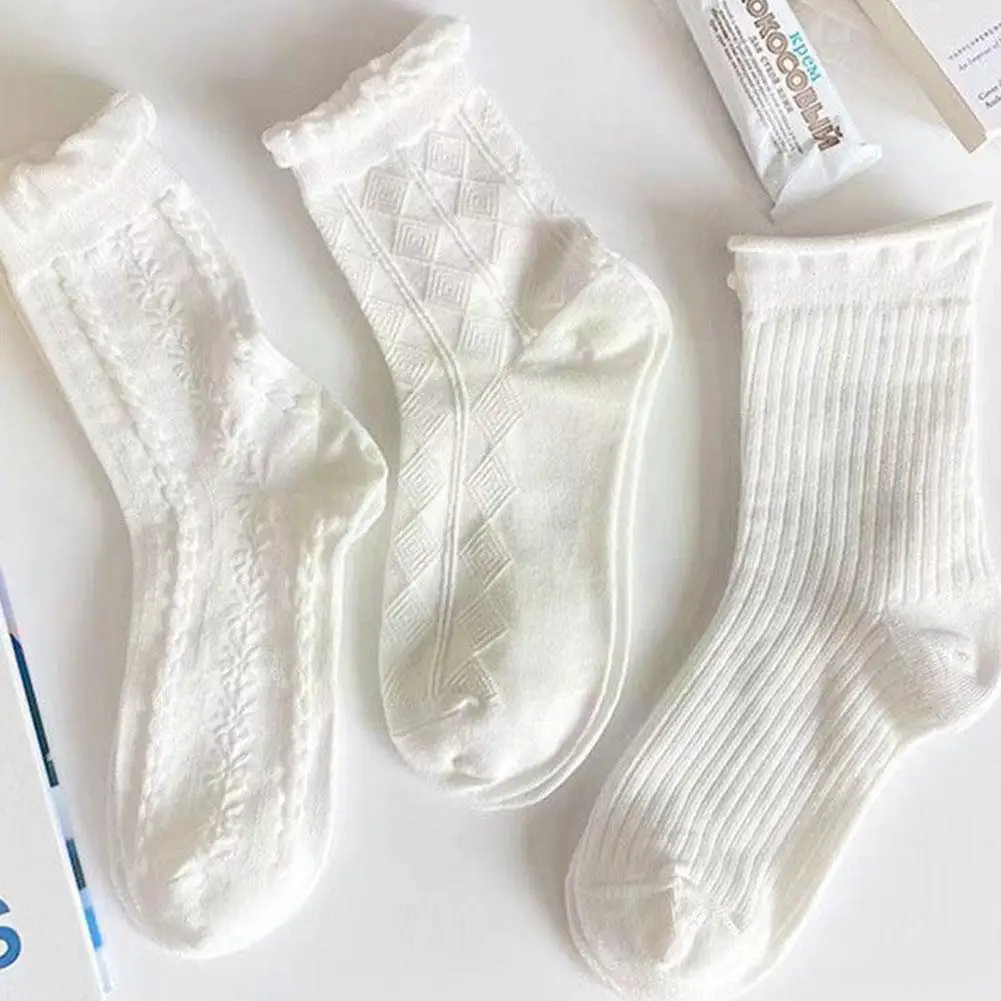 

Lolita White Lace Cotton Socks Women Heart Jk Middle Sweet Socks Jane Japanese Kawaii Tube Dress Socks Socks Mary All-match B2x9
