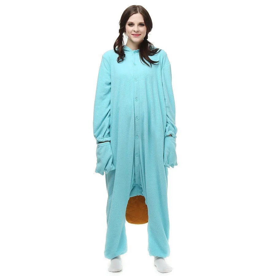 Unisex-Adult Platypus Kigurumi Animal Cartoon Onesie Loungewear Yellow Duck For Women Fantastic Pajamas Paryty Costume