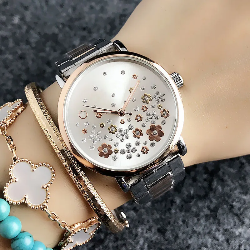 Brand Wrist Watches Women Girl Ladies Crystal Style Quartz Casual Steel Metal Band Clock m51