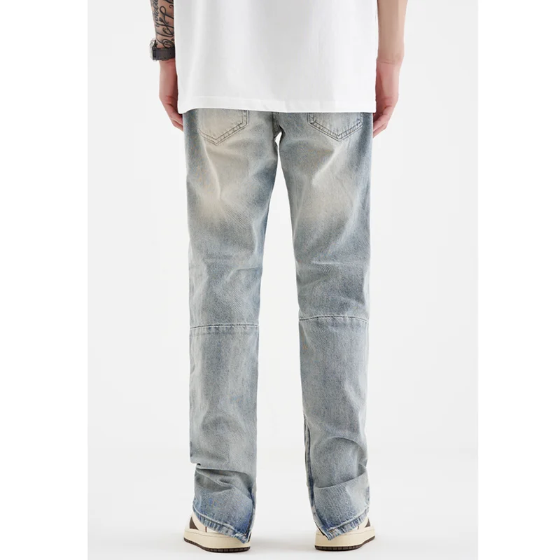 Streetwear Men 2022 Fashion New Pattern Recreational Blue Pants Straight Cylinder Comfortable Loose Ripped Jeans Autumn Female