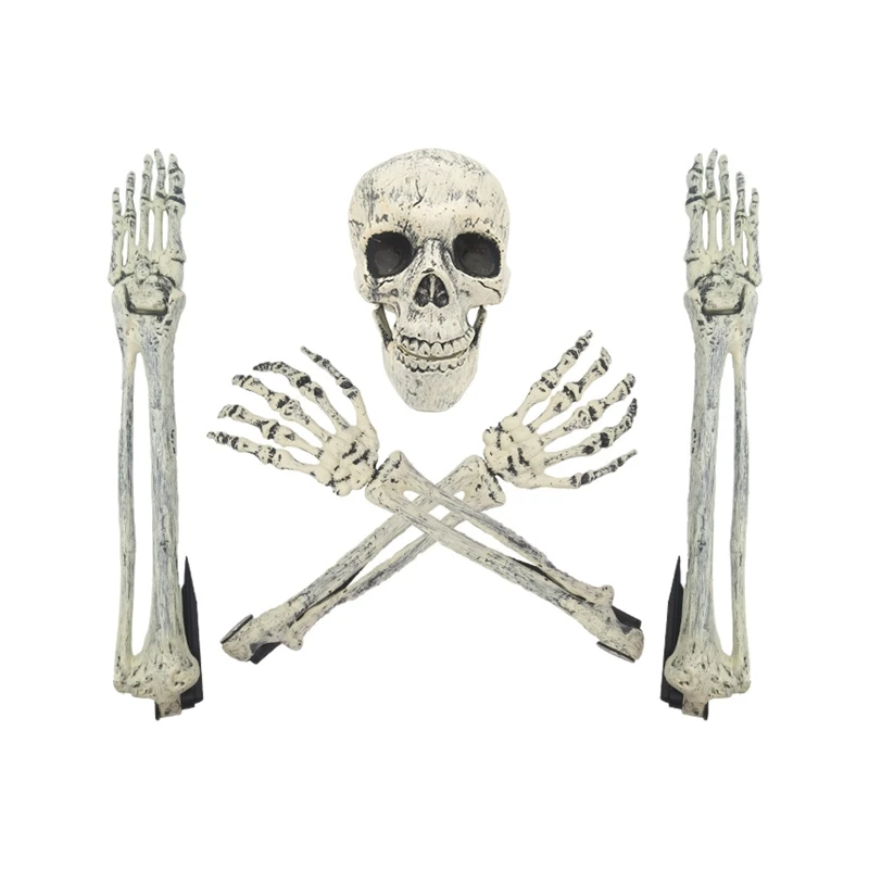 

Realistic Skull Skeleton Head Hands and Legs Feet Graveyard for Haloween Decor
