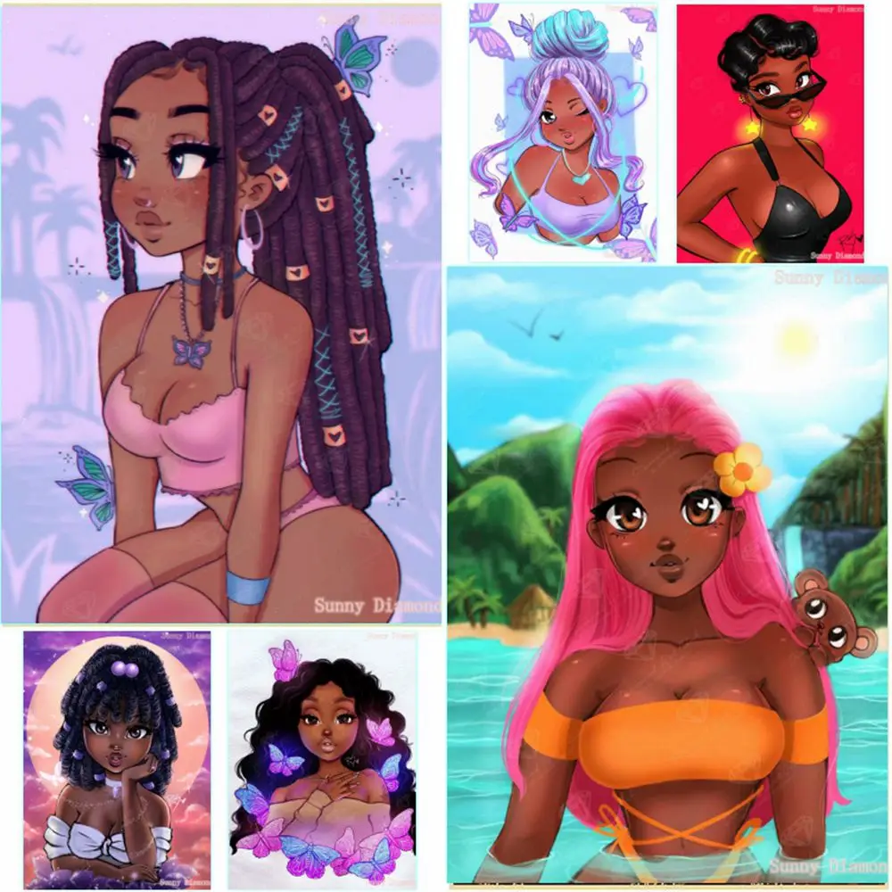 

Black Girl Magic Diy Diamond Painting New 2022 Butterfly Beauty Glow Love Dream Tattoo 5D Art Drill Cross Stitch Kits Home Decor