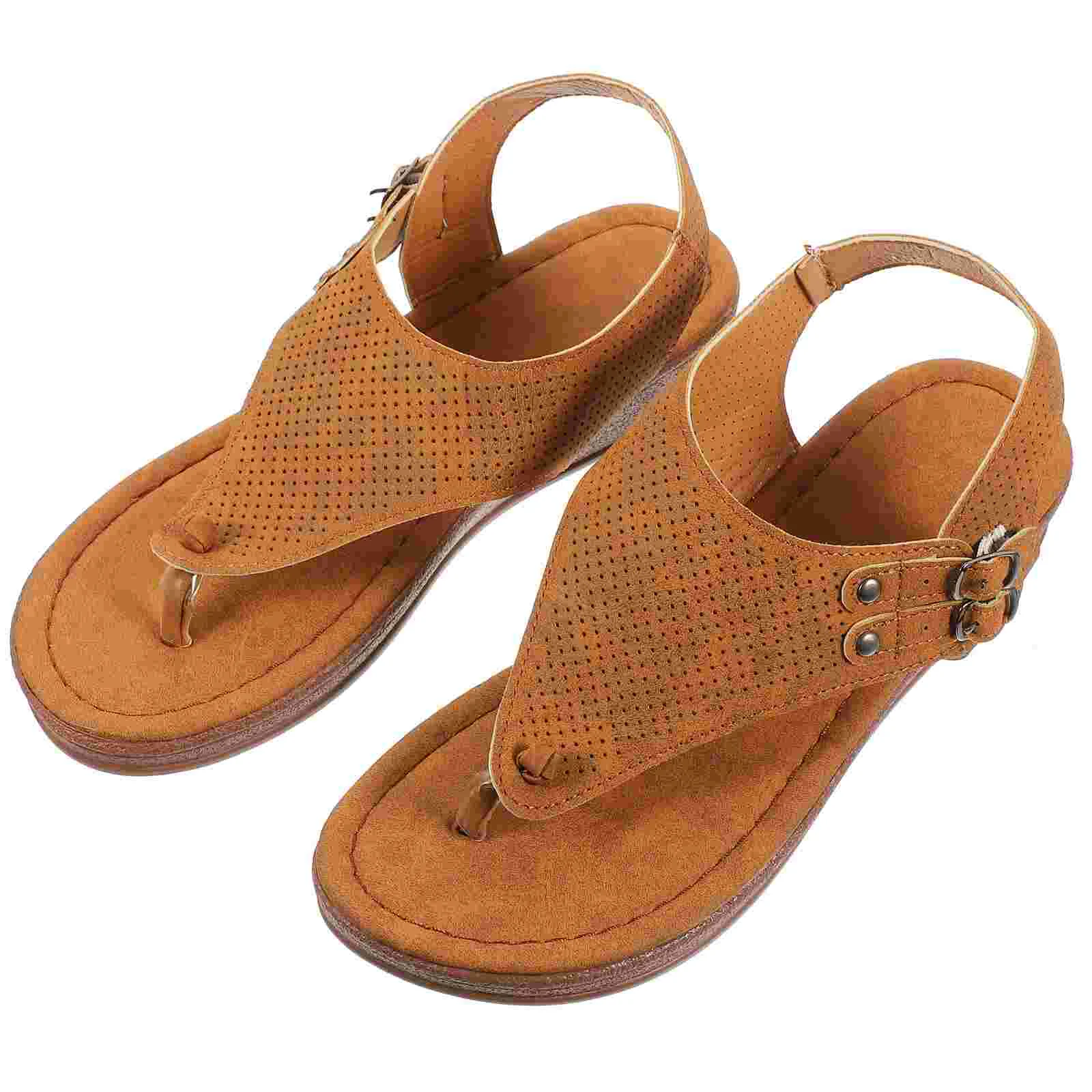 

Women Sandals Wedges Sandal S Wedge Flat Dressy Flip Flops Slippers Platform Womens Shoes Thong Beach Slipper Brown Summer Heel