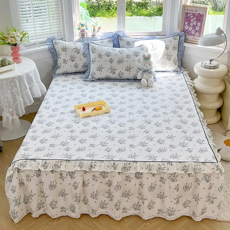 00 Cotton Bed Skirt 2023 New High end Pure Princess Sle Non-Slip Bedspread Cover Ugly Four Seasons Pass