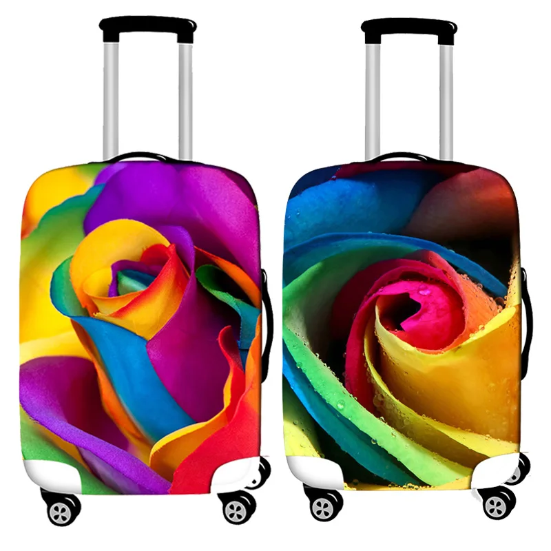 Rose Flower Pattern Luggage Dust Cover Thicken Elasticity Luggage Protctive Cover 19-32 Inch Suitcase Cover Travel Accessories