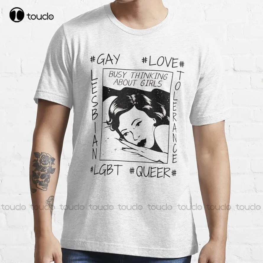 

Занятая мышление о девушках трендовая футболка рубашки для женщин нарядный подарок на заказ дышащая хлопчатобумажная летняя одежда все се...