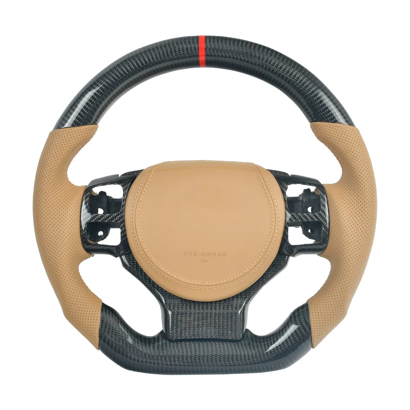 

For Lexus Yellow Perforated Leather Carbon Fiber Trim Cover Steering Wheel ES250 RX300 GS NX RX CT200 IS
