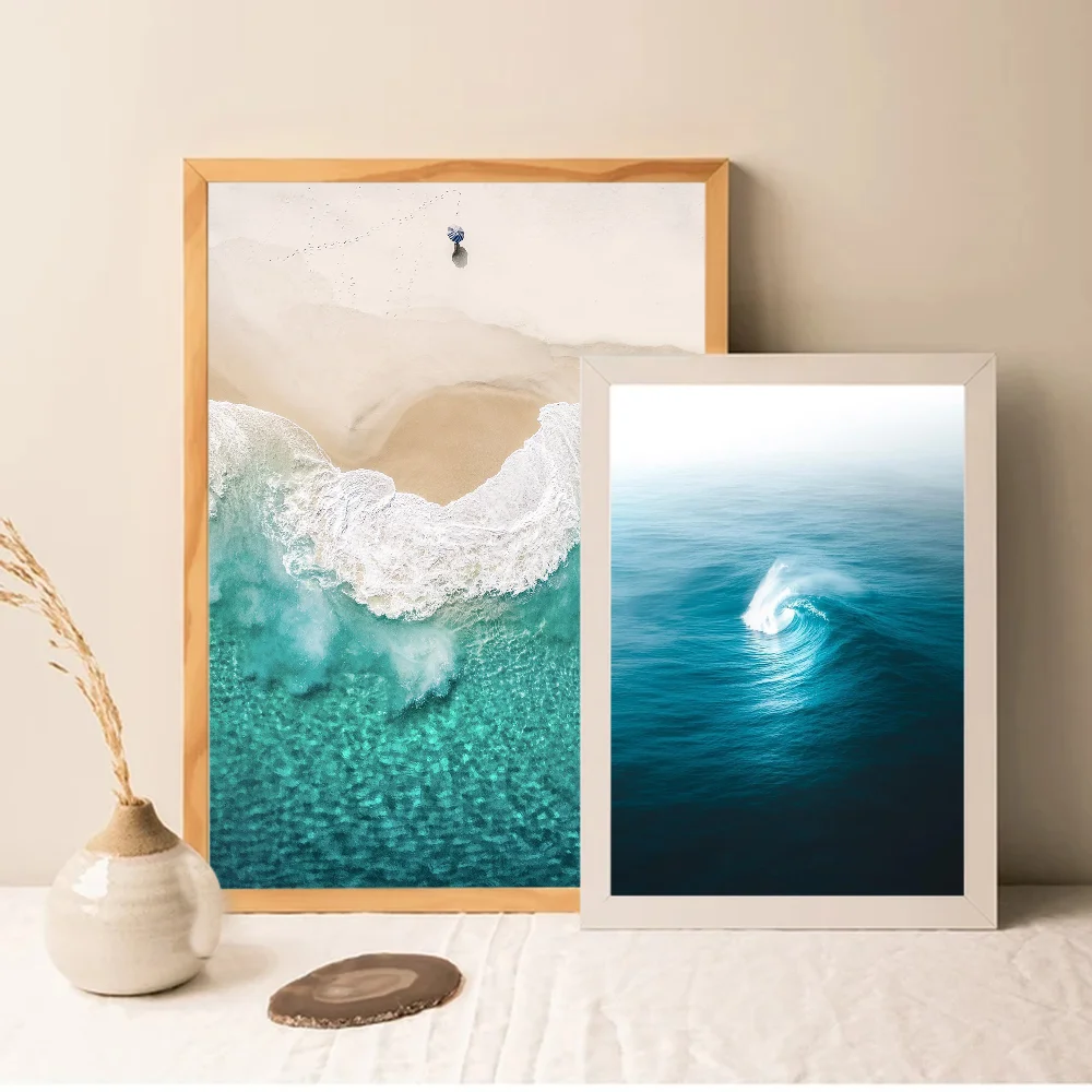 Художественный Постер Beach Ocean Wave - Самоклеящаяся Белая Бумага Современный Стиль