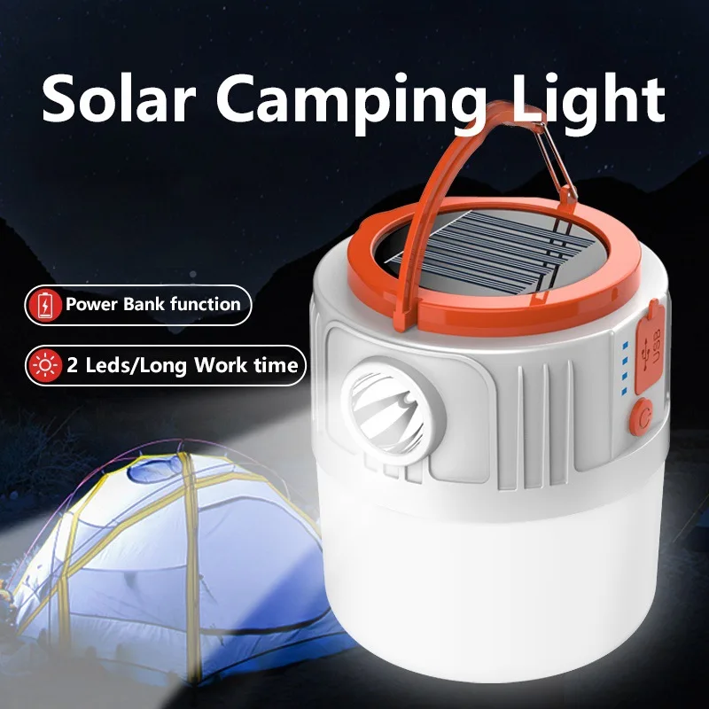 

Solar Light LED Camping Light USB Rechargeable Bulb for Outdoor Tent Lamp Portable Lanterns Emergency Hiking Flashlight