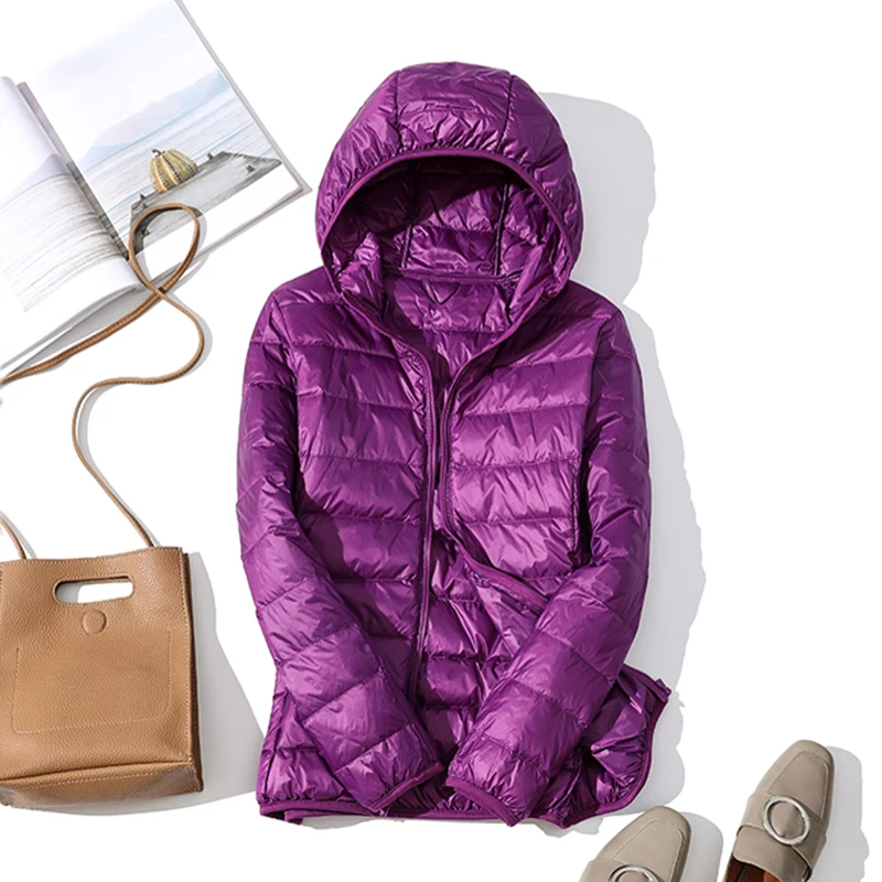 90% Ultra-light Thin Down Jacket Women Autumn Winter Slim Short Hooded Warm White Duck Down Coat Women Outerwear Woman Jacket