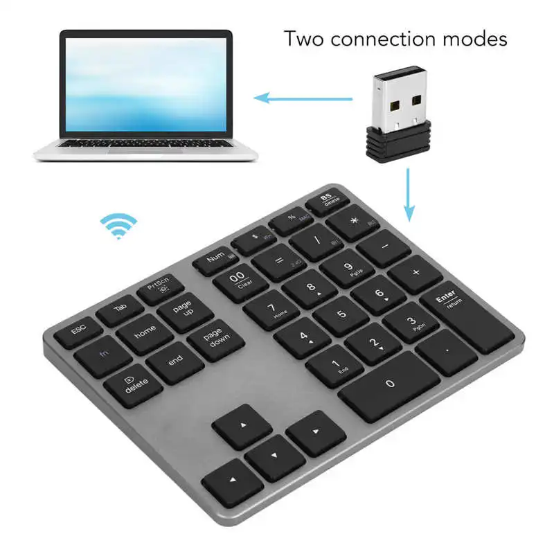 Беспроводная цифровая клавиатура 35 клавиш тонкий 2 способа подключения Bluetooth
