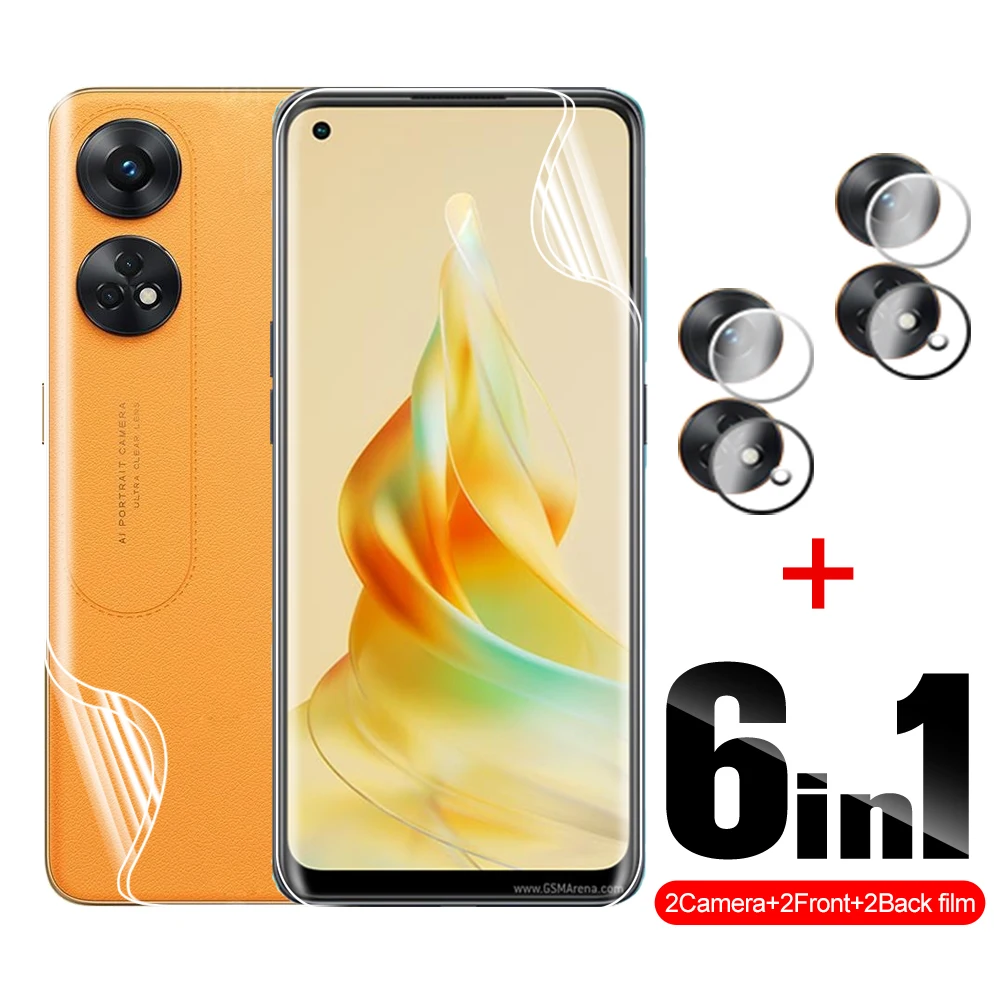 

6in1 Front Back Hydrogel Film For Oppo Reno8 T Reno 8T 8 T Reno8T 4G Camera Lens Screen Protector Film Full Cover CPH2481 6.43in