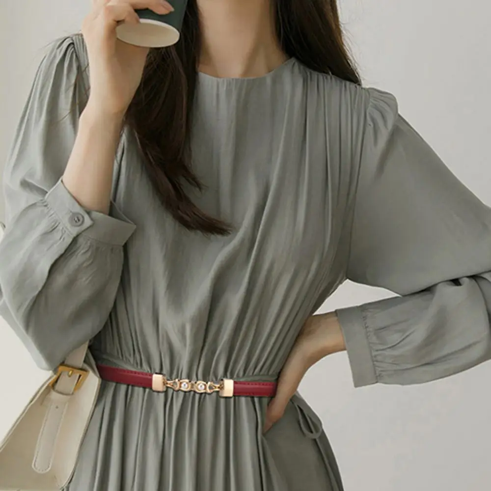 

Осенний классический простой металлический модный винтажный пояс для пальто с орнаментом жемчужный пояс для платья украшение для женского пояса