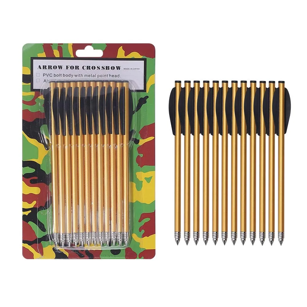 

12Pcs Aluminum Archery Arrow 6.3 inch Hunting Golden Arrowheads for 50 lb/80 lb Crossbow Arrow Shooting