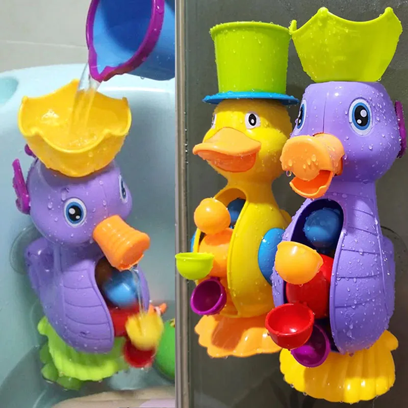 

Kids Shower Bath Toys Cute Yellow Duck Waterwheel Elephant Toys Baby Faucet Bathing Water Spray Tool Dabbling Toy Baby Toys
