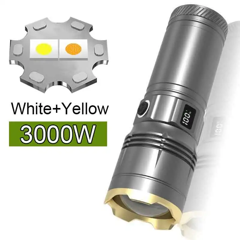

TQFIRR 2025 Белый и желтый лазерный фонарик 10000 мАч 3000 Вт