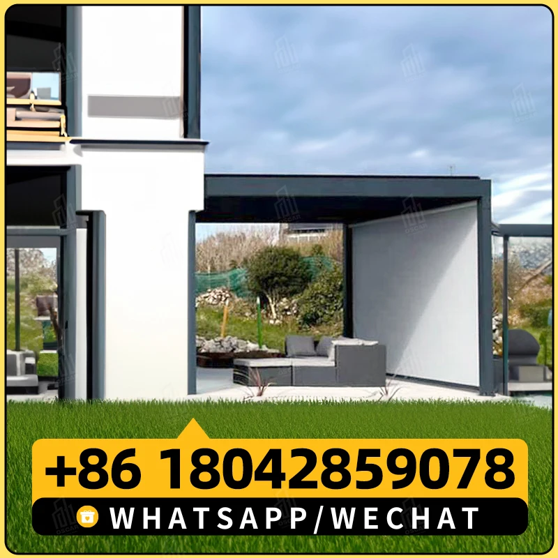 Алюминиевая беседка из жалюзи для улицы водонепроницаемая моторизованная