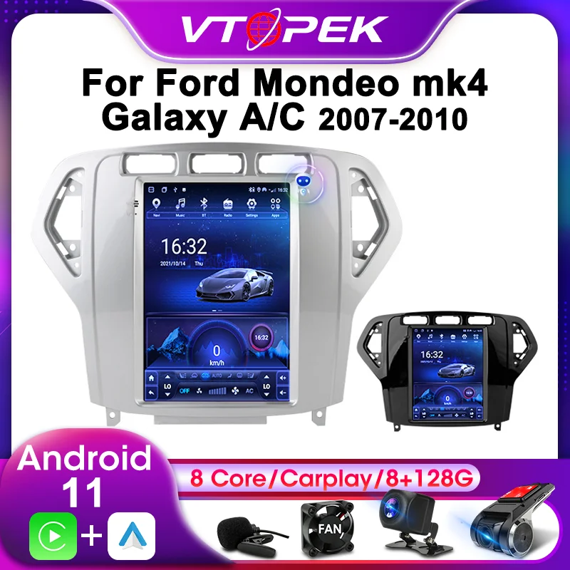 Vtopek 2Din For Ford Mondeo mk4 Galaxy A/C 2007-2010 4G Android 11 Car Stereo Radio Multimedia Video Player Navigation GPS