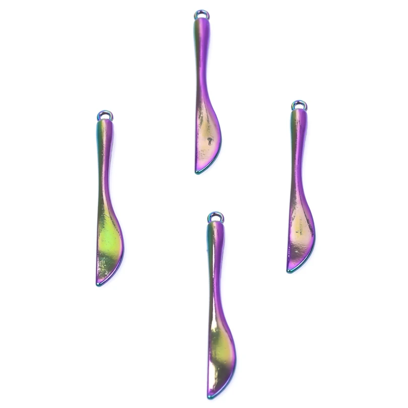 

4pcs/Lot Rainbow Color Knife Cutlery Kitchen Food Dinner Home Charms Alloy Pendant For DIY Accessories Jewelry Handmade Craft