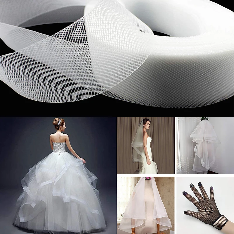 1-16cm Flat Plain Hard Stiff Polyester Horsehair Braid For Making Sewing Wedding Dress Dance Formal Dress Skirt Accessories