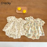 criscky 2pcs newborn infant baby girls clothes sets cute cotton soft solid short sleeve t shirts topsshorts outfits suit