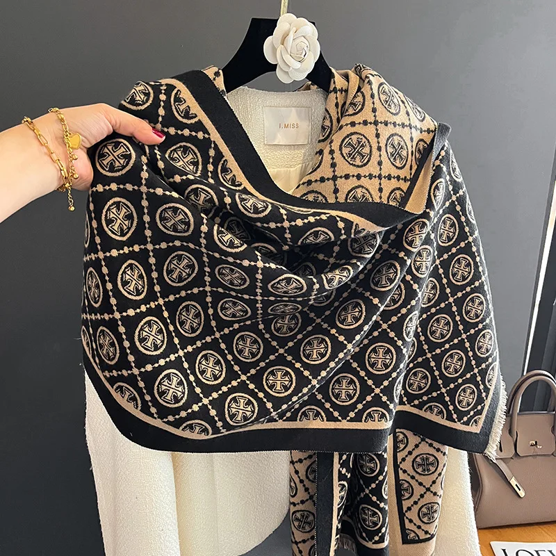 Новый дизайн роскошный теплый кашемировый шарф для женщин зимние дизайнерские