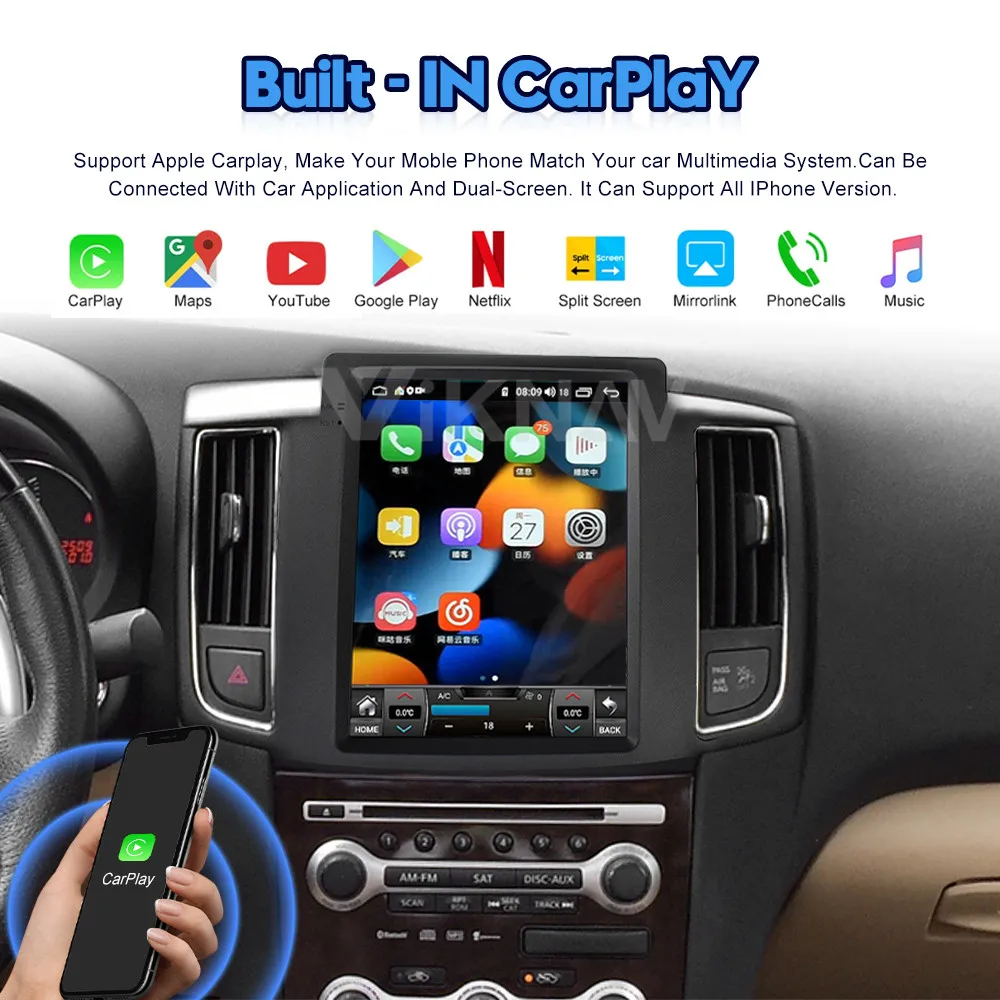 Автомагнитола 2din на Android с GPS-навигацией для Nissan MAXIMA 2008-2012 экраном автомобильная