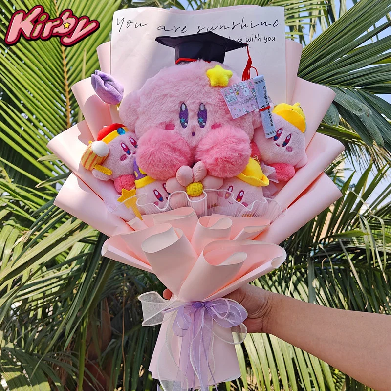 

Anime Kirby Flower Bouquet Graduation Kawaii Gift Girl Kuromi Stuffed Doll Graduation Hats Plushies Sanrio Fashion Valentine Day